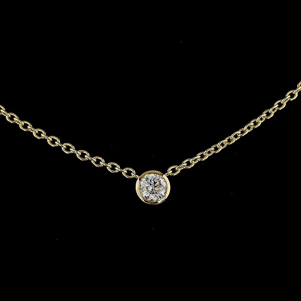 14K Yellow Gold Station Necklace with 7 Bezel-Set Round Lab Diamonds - 2.81 Carat Total Weight, E-F Color VS1 Clarity - Covaloro Fine Jewelry - Image 2