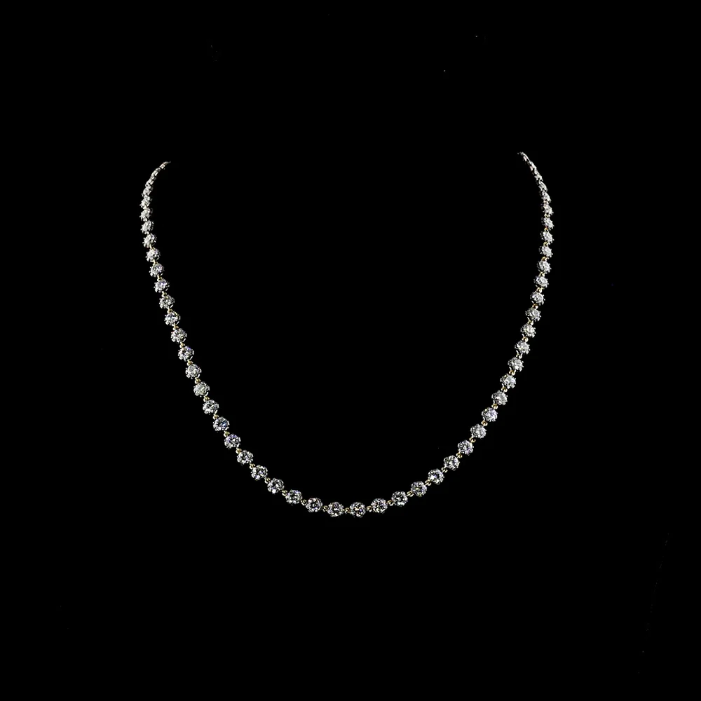 14K Yellow Gold Station Necklace with 72 Brilliant Cut Lab Diamonds - 10.56 Carat Total Weight, E-F Color VS Clarity with Prong and Bezel Black Rhodium Settings - Covaloro Fine Jewelry