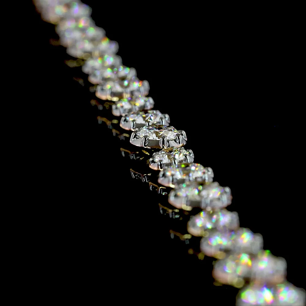 14K Yellow Gold Station Necklace with 73 Round Brilliant Cut Lab Diamonds - 11.06 Carat Total Weight with E-F Color and VS1 Clarity - Covaloro Fine Jewelry - Image 3