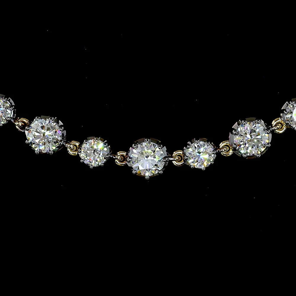 14K Yellow Gold Station Necklace with Alternating Brilliant Round Lab Diamonds - 10.34 Carat Total Weight, E-F VS Clarity, Black Rhodium Bezel & Prong Settings - Covaloro Fine Jewelry - Image 2