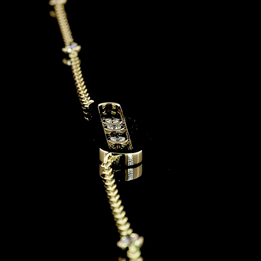 14K Yellow Gold Station Necklace with Bezel Set Round Lab Diamonds - 0.42 Total Carat Weight - Covaloro Fine Jewelry - Image 3
