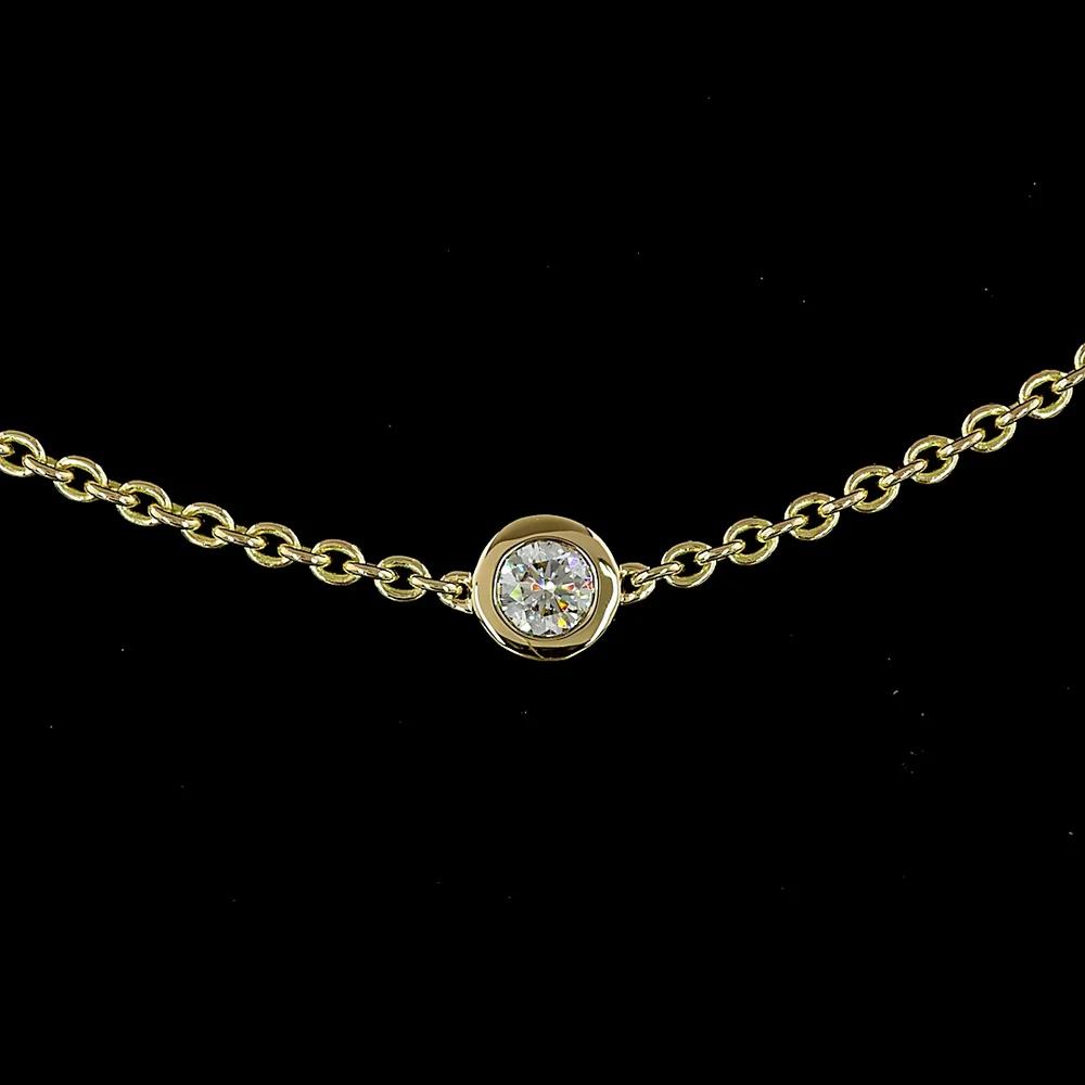 14K Yellow Gold Station Necklace with Bezel Set Round Lab Diamonds - 1.53 Carat Total Weight - Covaloro Fine Jewelry - Image 2