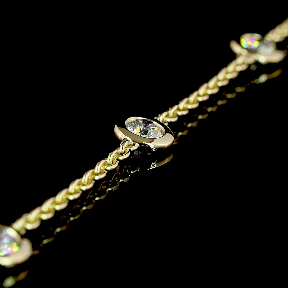 14K Yellow Gold Station Necklace with Bezel Set Round Lab Diamonds - 1.53 Carat Total Weight - Covaloro Fine Jewelry - Image 3