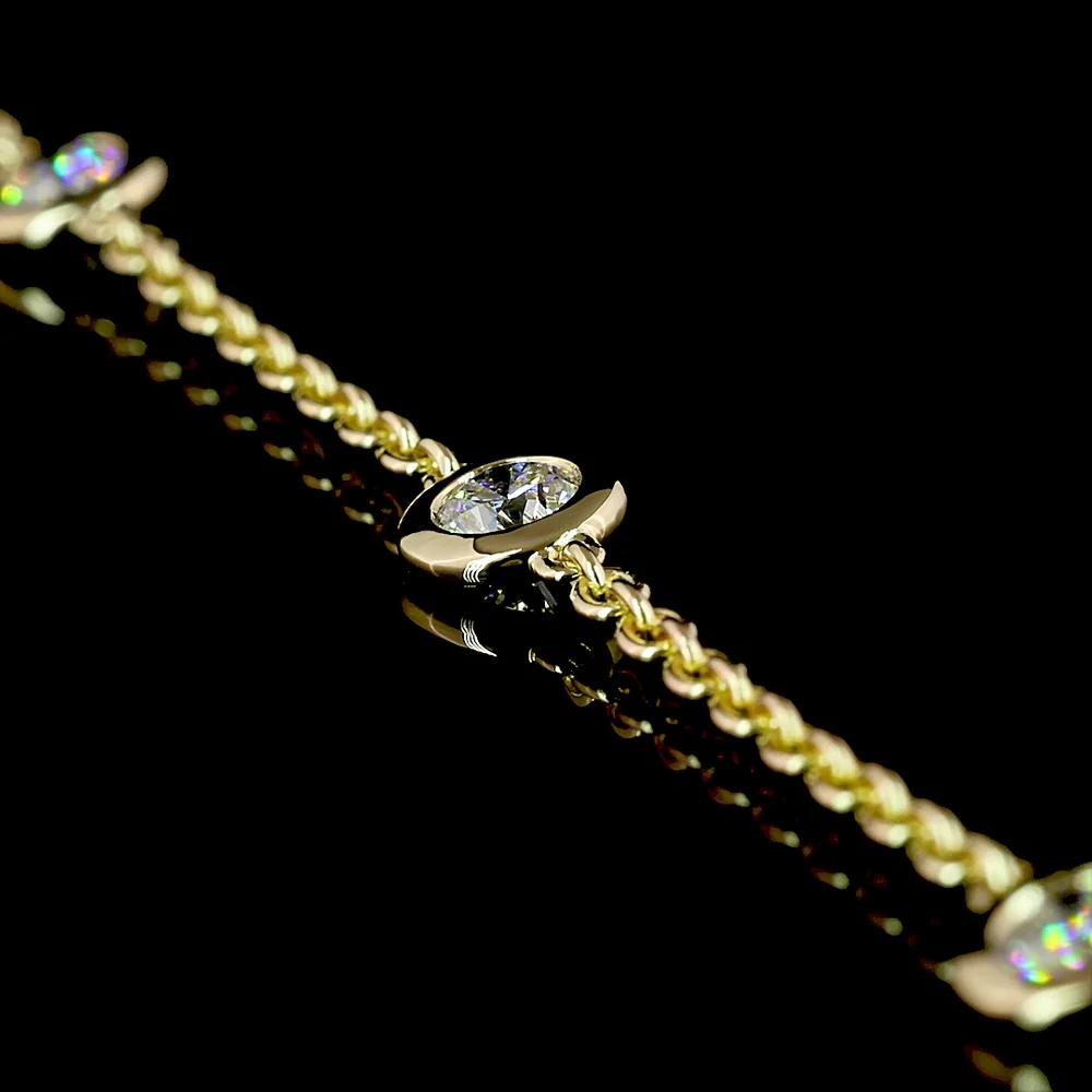 14K Yellow Gold Station Necklace with Bezel Set Round Lab Diamonds - 1.53 Carat Total Weight - Covaloro Fine Jewelry - Image 4