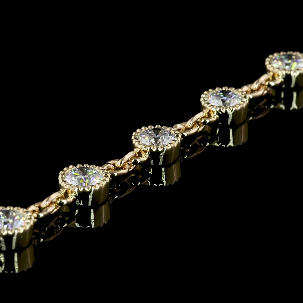 14K Yellow Gold Station Necklace with Bezel Set Round Lab Diamonds - 5.88 Carat Total Weight, 50 Stones - Covaloro Fine Jewelry - Image 2
