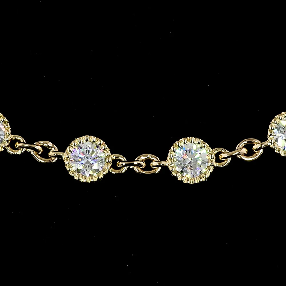 14K Yellow Gold Station Necklace with Bezel Set Round Lab Diamonds - 5.88 Carat Total Weight, 50 Stones - Covaloro Fine Jewelry - Image 3