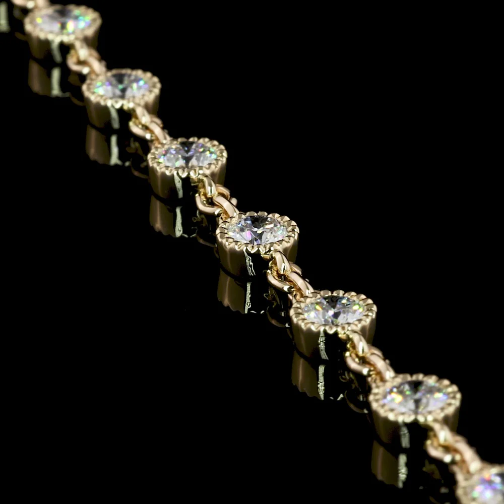 14K Yellow Gold Station Necklace with Bezel Set Round Lab Diamonds - 5.88 Carat Total Weight, 50 Stones - Covaloro Fine Jewelry - Image 4