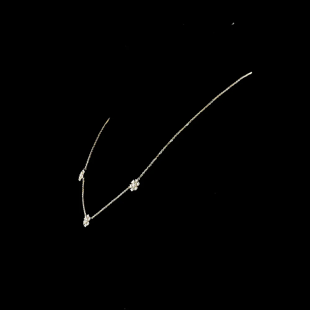 14K Yellow Gold Station Necklace with Floral Motif Brilliant Cut Lab Diamonds - 1.17 Carat Total Weight, E-F Color, VS Clarity - Covaloro Fine Jewelry - Image 3