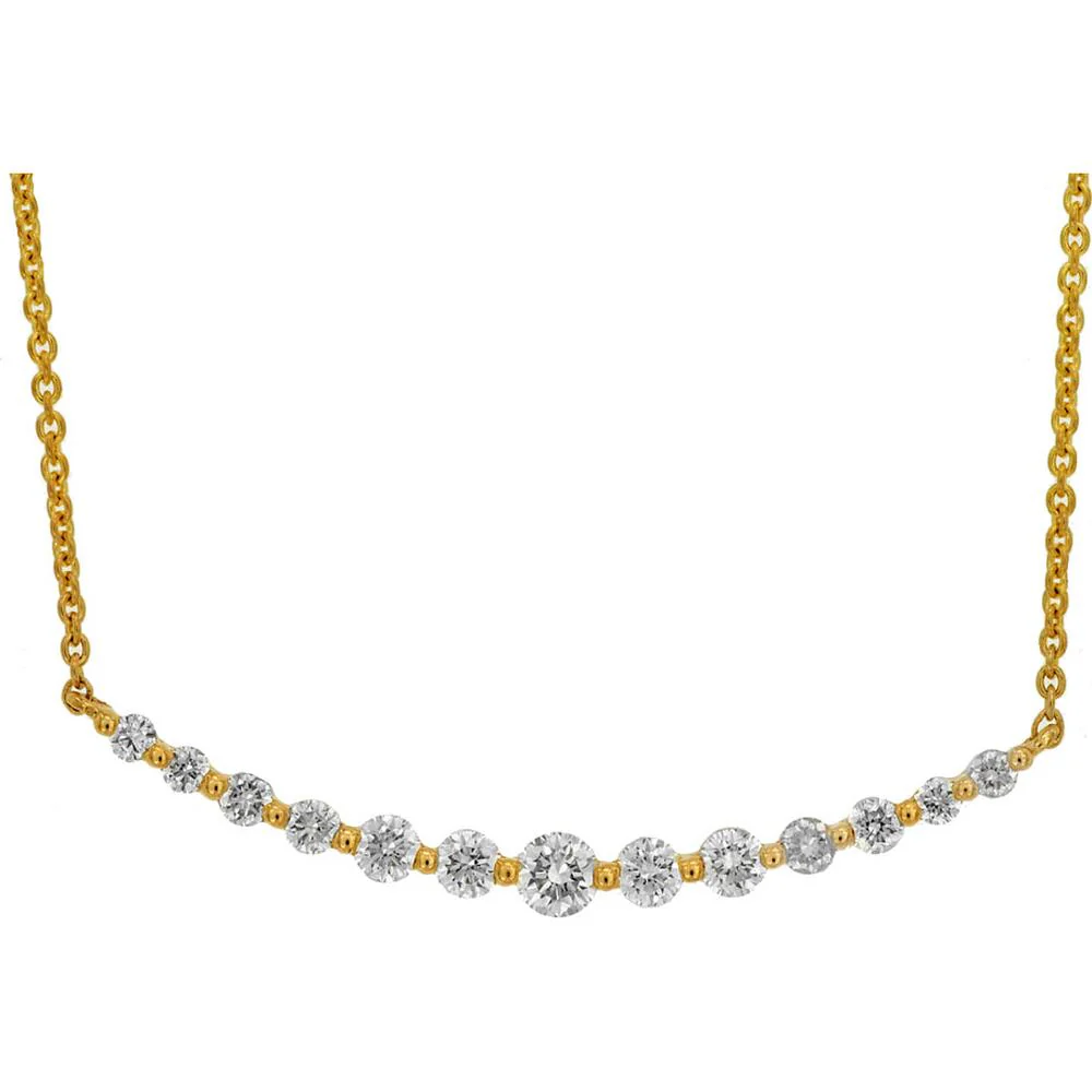 14K Yellow Gold Station Necklace with Round Brilliant Cut Diamonds – 0.31 Carat Total Diamond Weight - Royal Jewelry
