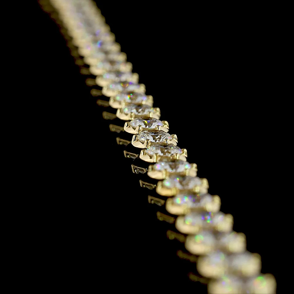 14K Yellow Gold Station Necklace with Round Brilliant Cut Lab Diamonds - 10.44 Carat Total Weight, E-F VS1 Clarity - Covaloro Fine Jewelry - Image 3