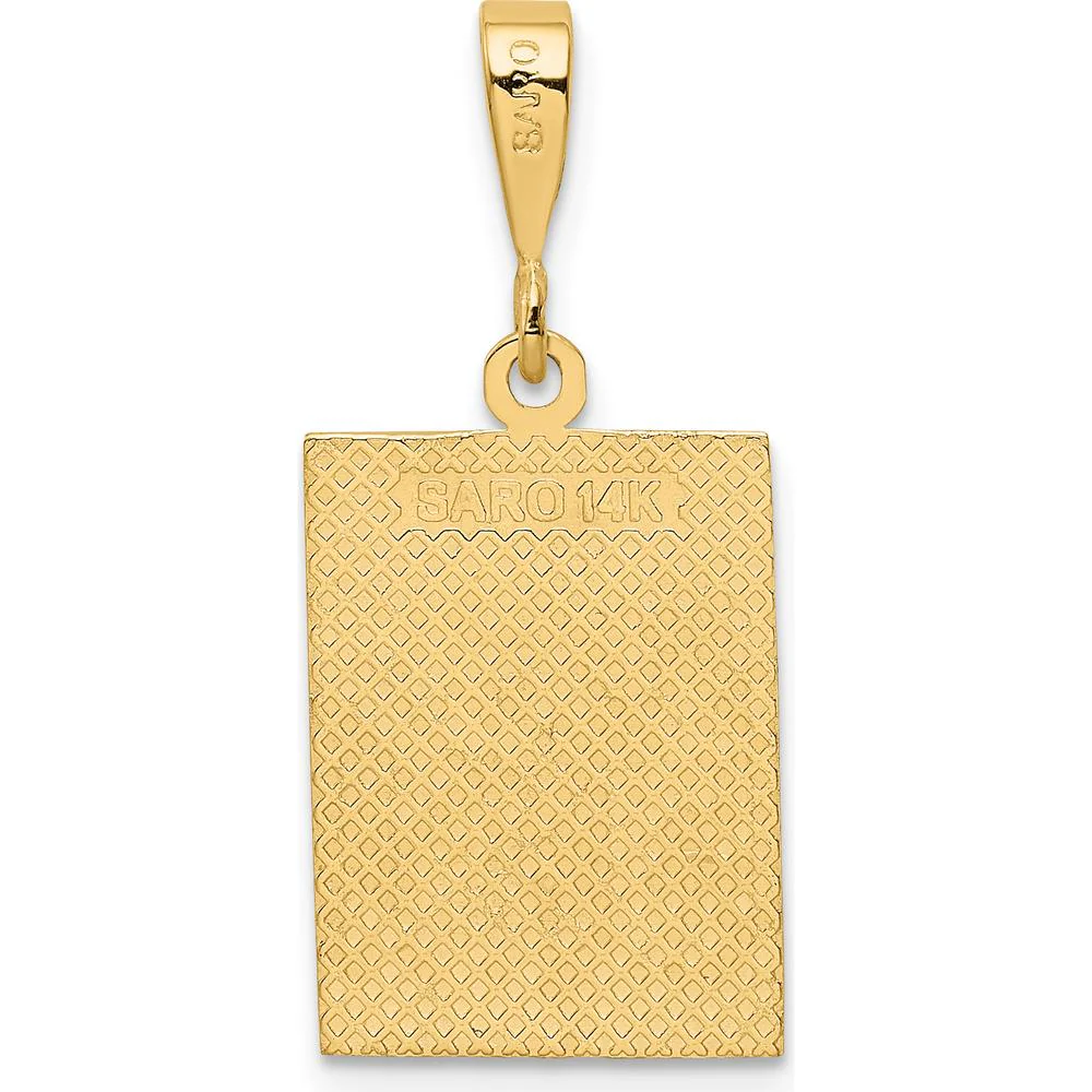 14K Yellow Gold Strength Symbol Pendant with Textured Finish - 29mm by Oro Pregiato - Image 3