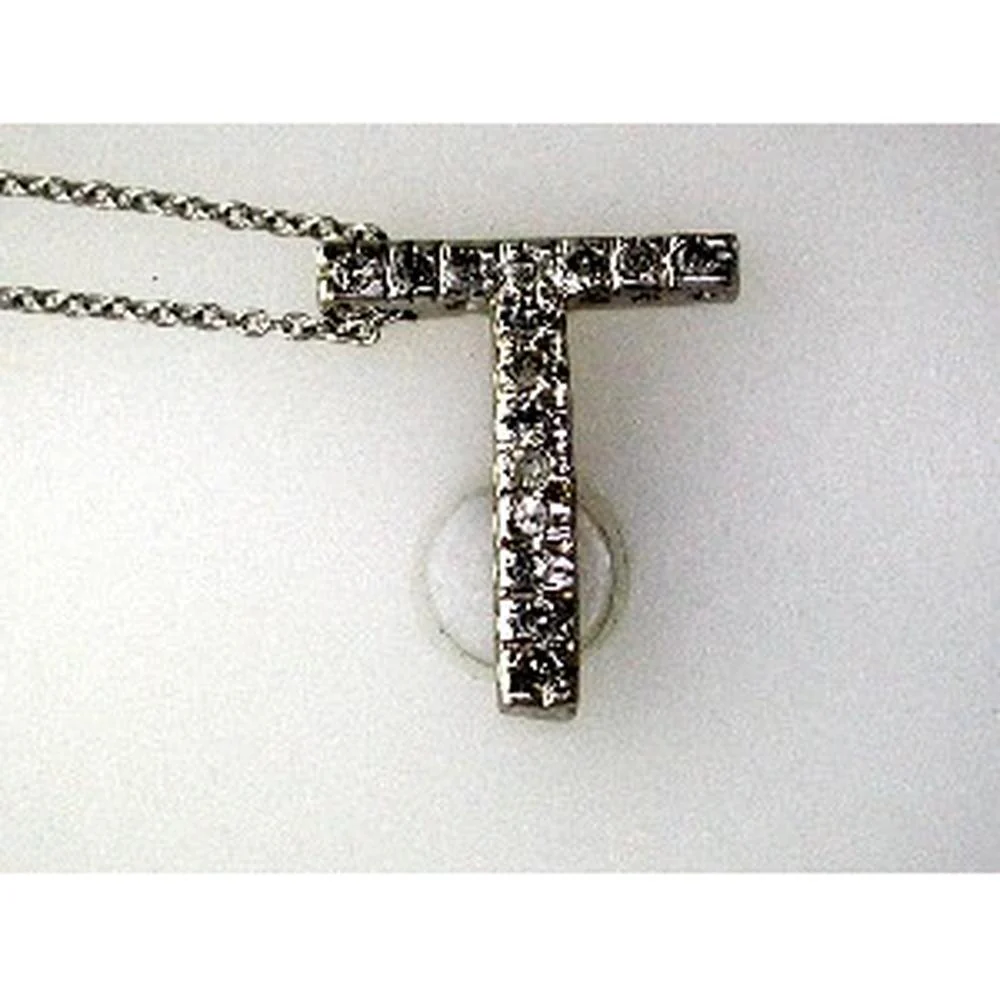 14K Yellow Gold "T" Initial Pendant with Round Brilliant-Cut Diamonds - 0.17 Carat Total Diamond Weight - Royal Jewelry