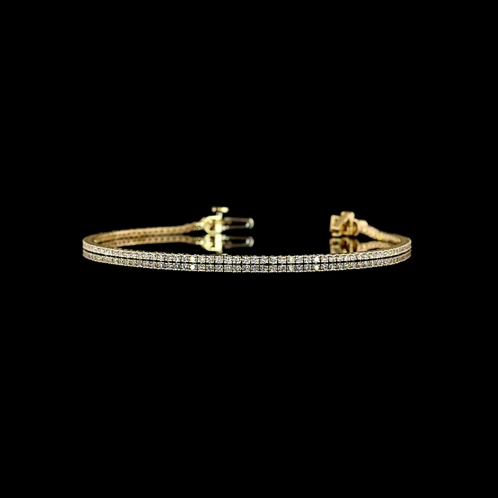 14K Yellow Gold Tennis Bracelet with 112 Prong Set Round Lab Diamonds - 0.98 Carats Total Diamond Weight E-F VS - Covaloro Fine Jewelry