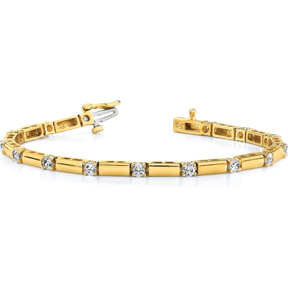 14K Yellow Gold Tennis Bracelet with 15 Round Diamonds - 2.1 Carat Total Diamond Weight by Monteluci Fine Jewelry - Image 3