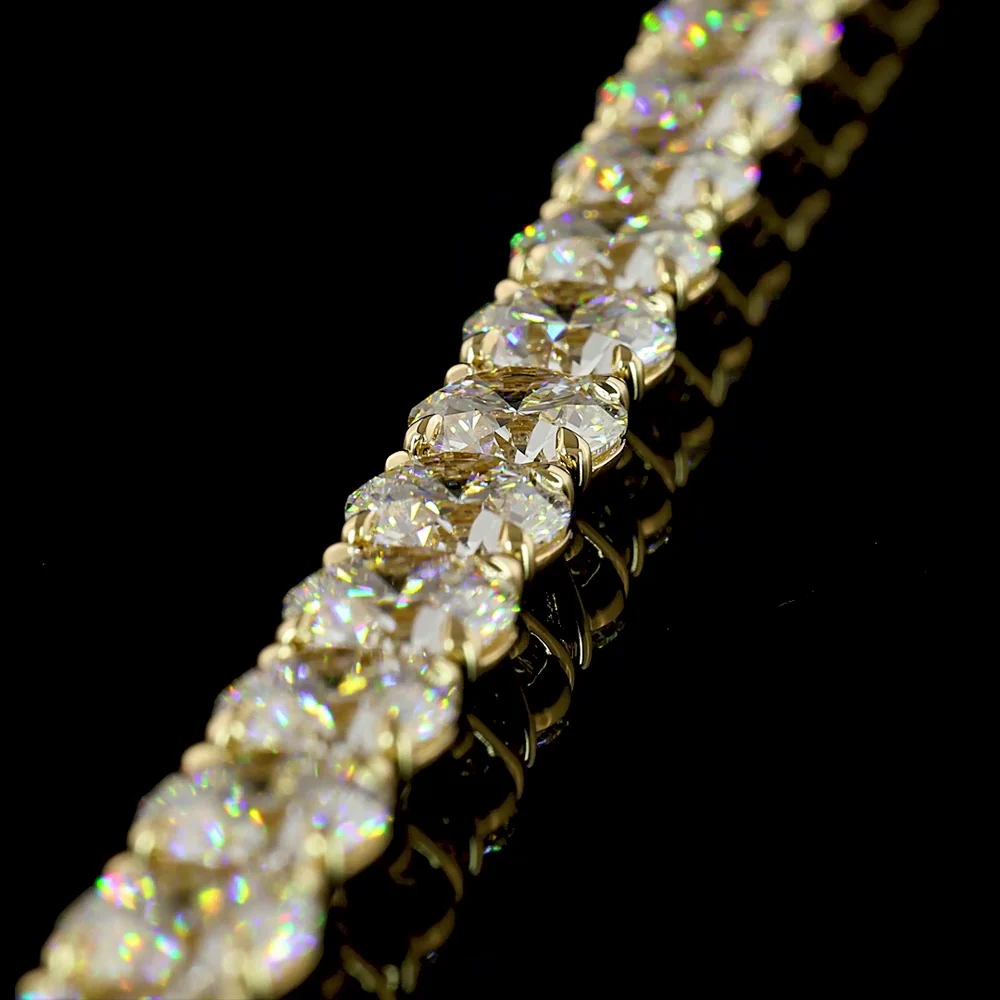 14K Yellow Gold Tennis Bracelet with 23.45 Carat Round Brilliant Cut Lab Diamonds and 0.69 Carat Marquise Cut Accents - 24.14 Total Carat Weight - Covaloro Fine Jewelry - Image 3