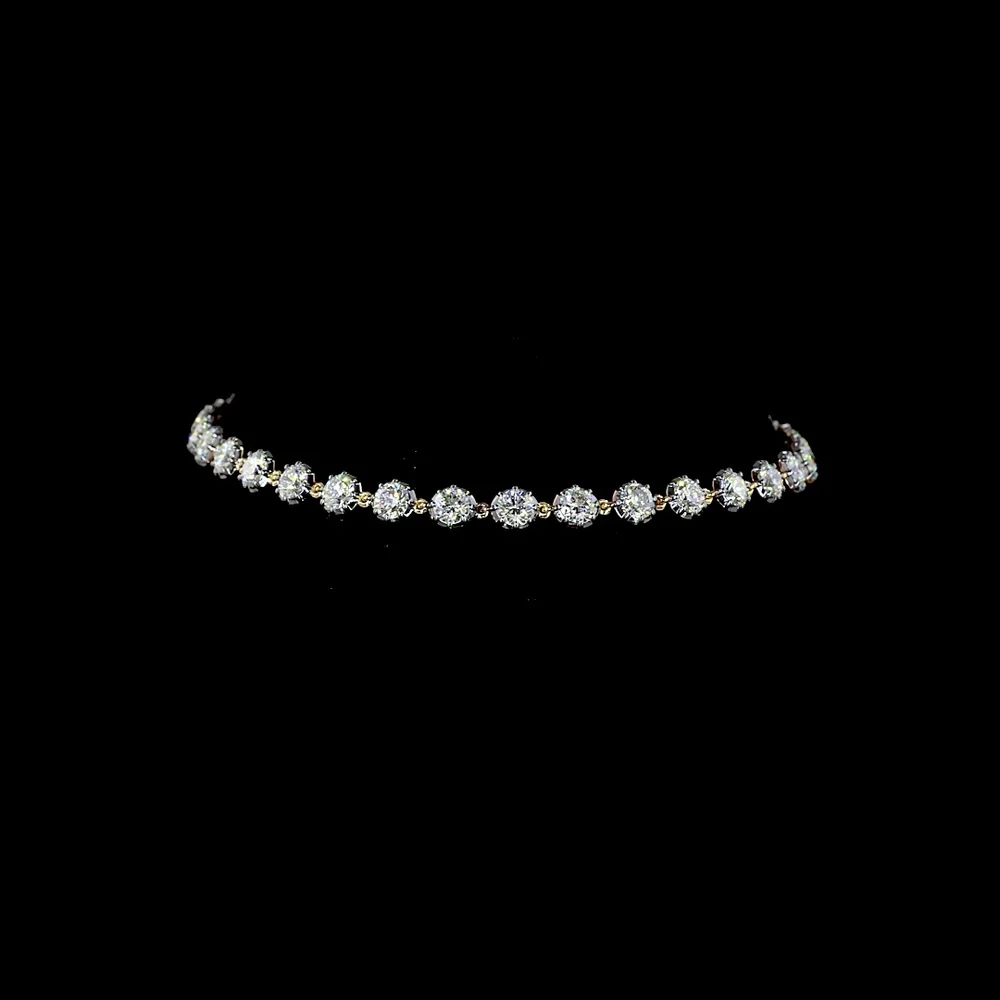 14K Yellow Gold Tennis Bracelet with 30 Prong-&-Bezel Set Round Lab Diamonds - 4.45 Carat Total Weight, E-F Color, VS Clarity - Covaloro Fine Jewelry