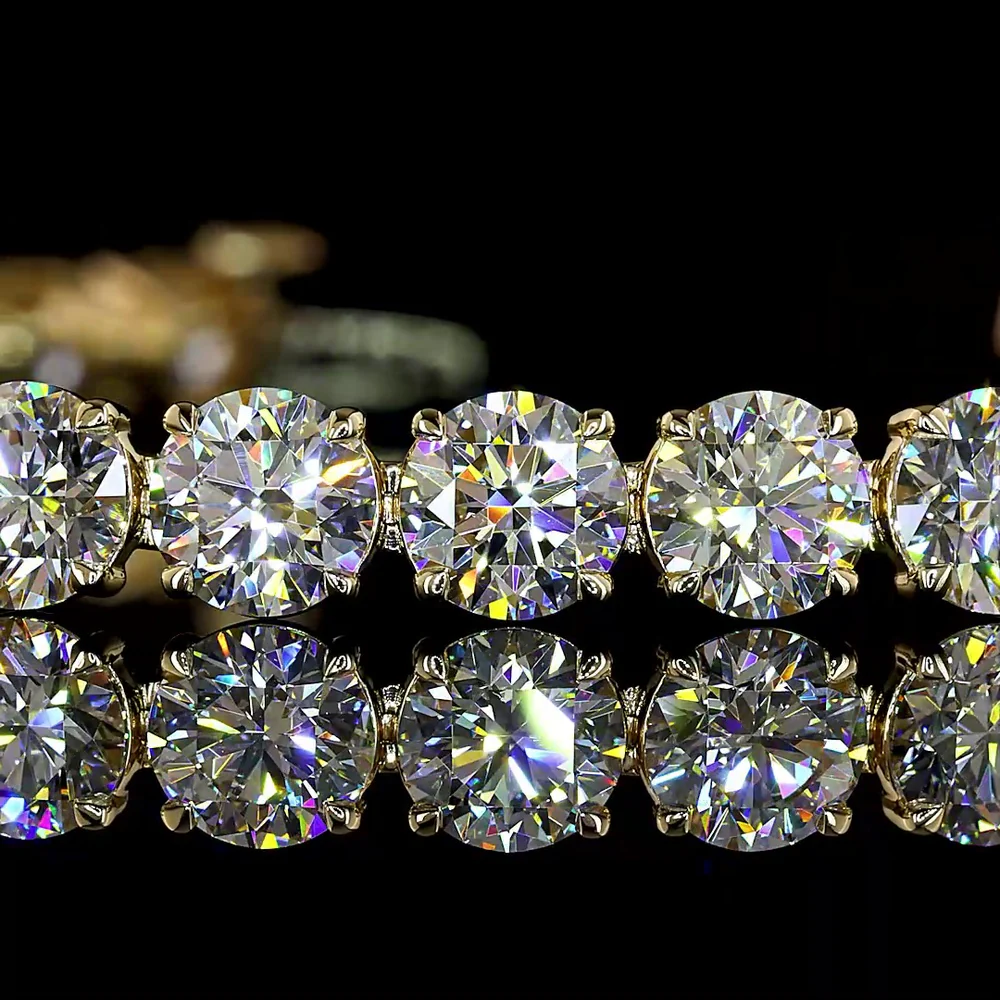 14K Yellow Gold Tennis Bracelet with 34 Prong-Set Round Lab Diamonds - 17.53 Carats Total Weight, E-F Color, VS1 Clarity - Covaloro Fine Jewelry - Image 2