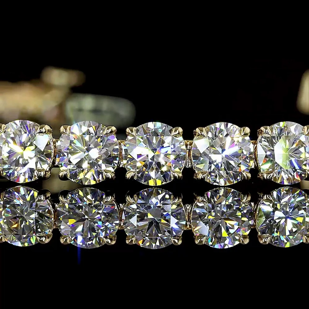 14K Yellow Gold Tennis Bracelet with 36 Prong Set Round Lab Diamonds - 11.97 Carat Total Weight, E-F VS - Covaloro Fine Jewelry - Image 2