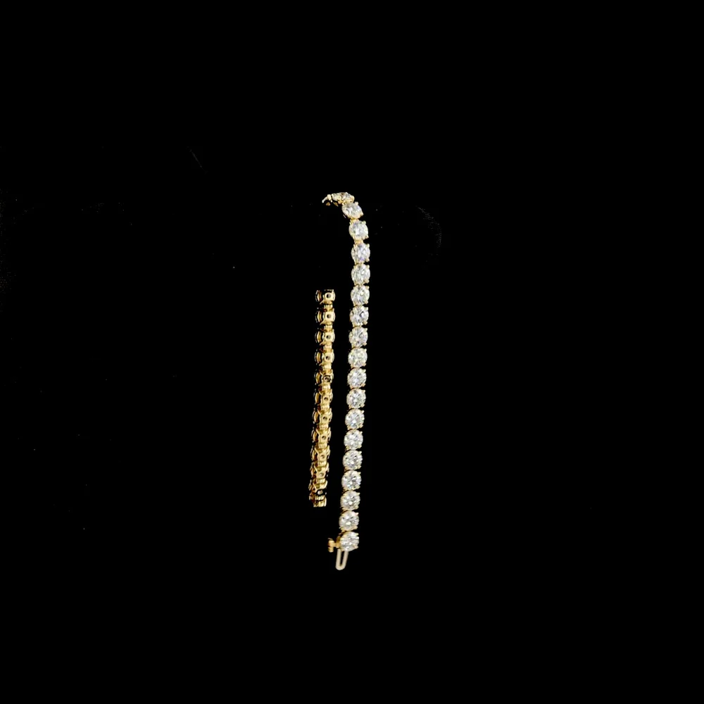 14K Yellow Gold Tennis Bracelet with 36 Prong Set Round Lab Diamonds - 11.97 Carat Total Weight, E-F VS - Covaloro Fine Jewelry - Image 3