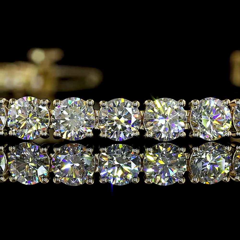 14K Yellow Gold Tennis Bracelet with 43 Prong-Set Round Lab Diamonds - 8.55 Carat Total Weight, E-F Color VS2 Clarity - Covaloro Fine Jewelry - Image 2