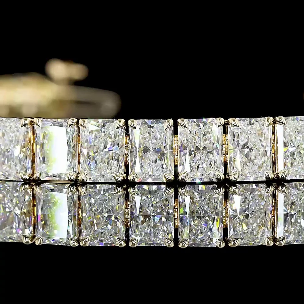 14K Yellow Gold Tennis Bracelet with 43 Radiant Cut Lab-Grown Diamonds - 15.13 Carat Total Diamond Weight - Covaloro Fine Jewelry - Image 2
