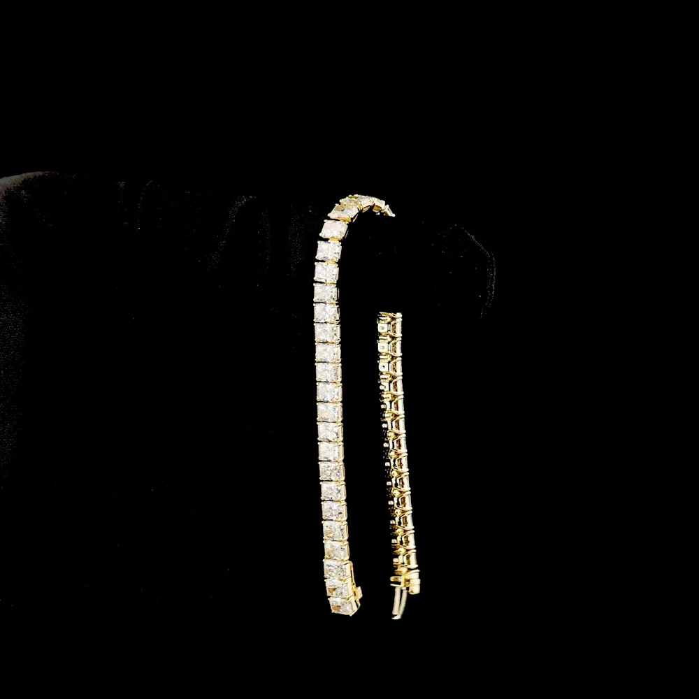 14K Yellow Gold Tennis Bracelet with 43 Radiant Cut Lab-Grown Diamonds - 15.13 Carat Total Diamond Weight - Covaloro Fine Jewelry - Image 3