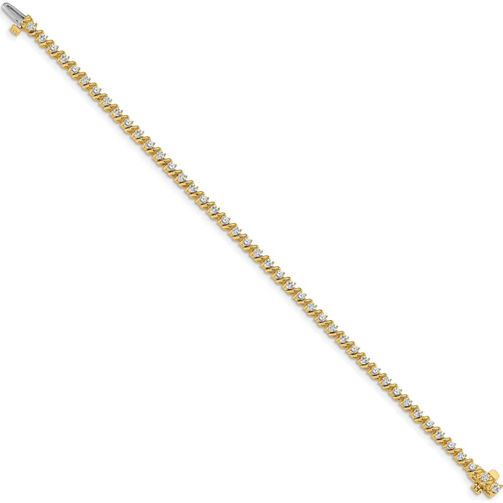 14K Yellow Gold Tennis Bracelet with 44 Round Diamonds - 2.25mm Each, 7" Length by Monteluci Fine Jewelry - Image 2