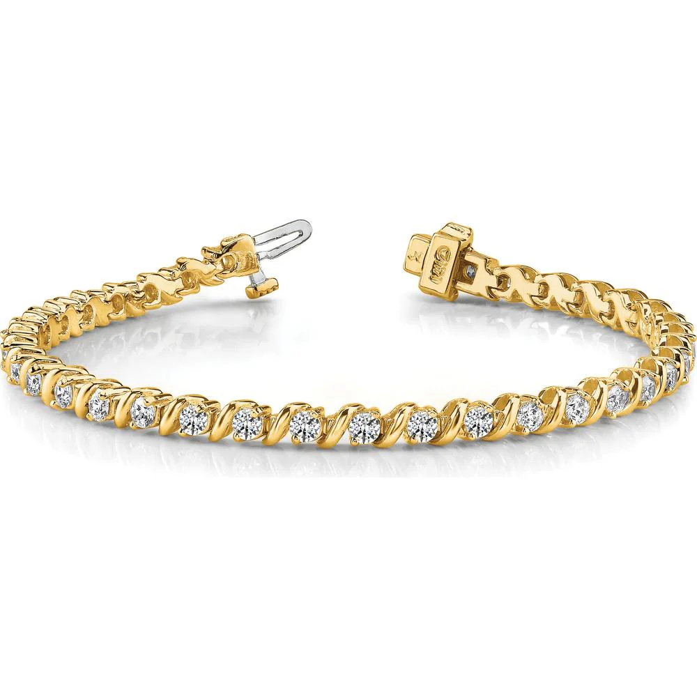 14K Yellow Gold Tennis Bracelet with 44 Round Diamonds - 2.25mm Each, 7" Length by Monteluci Fine Jewelry - Image 3