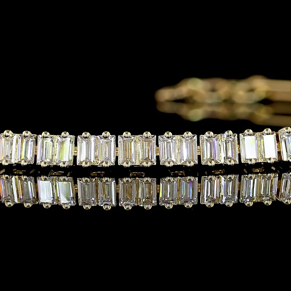 14K Yellow Gold Tennis Bracelet with 46 North-South Baguette Lab Diamonds - 1.50 Carat Total Weight E-F VS Clarity - Covaloro Fine Jewelry - Image 2