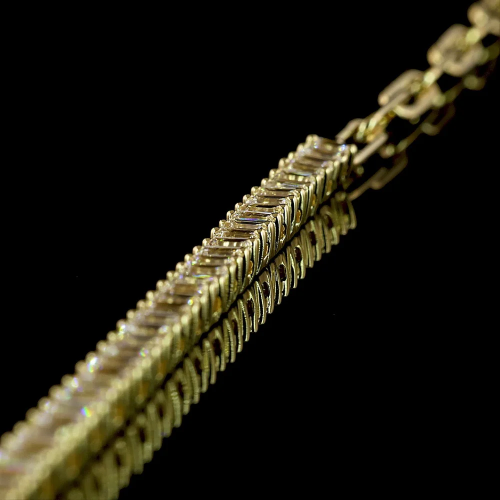 14K Yellow Gold Tennis Bracelet with 46 North-South Baguette Lab Diamonds - 1.50 Carat Total Weight E-F VS Clarity - Covaloro Fine Jewelry - Image 3