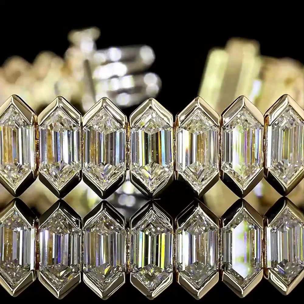 14K Yellow Gold Tennis Bracelet with 46 Step Marquise Cut Lab Diamonds - 24.56 Carat Total Diamond Weight - Covaloro Fine Jewelry - Image 2