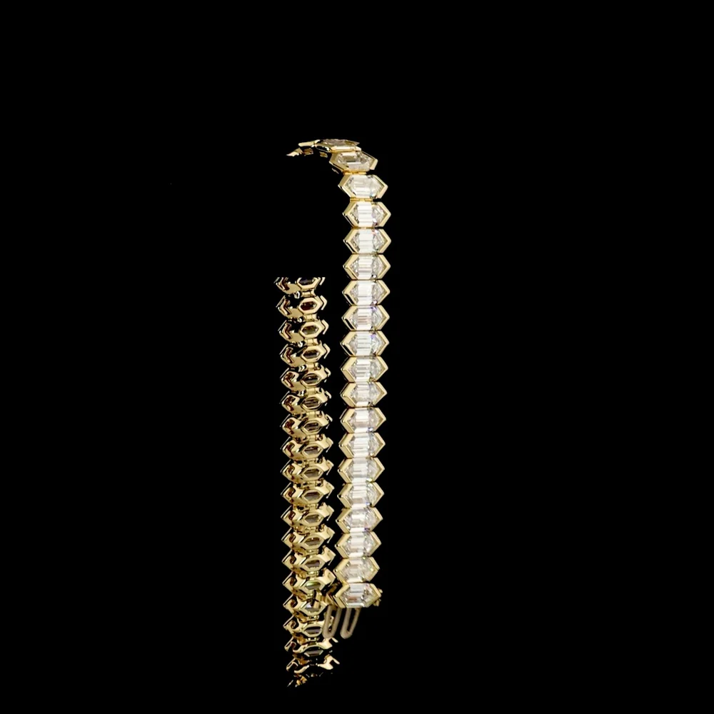 14K Yellow Gold Tennis Bracelet with 46 Step Marquise Cut Lab Diamonds - 24.56 Carat Total Diamond Weight - Covaloro Fine Jewelry - Image 3