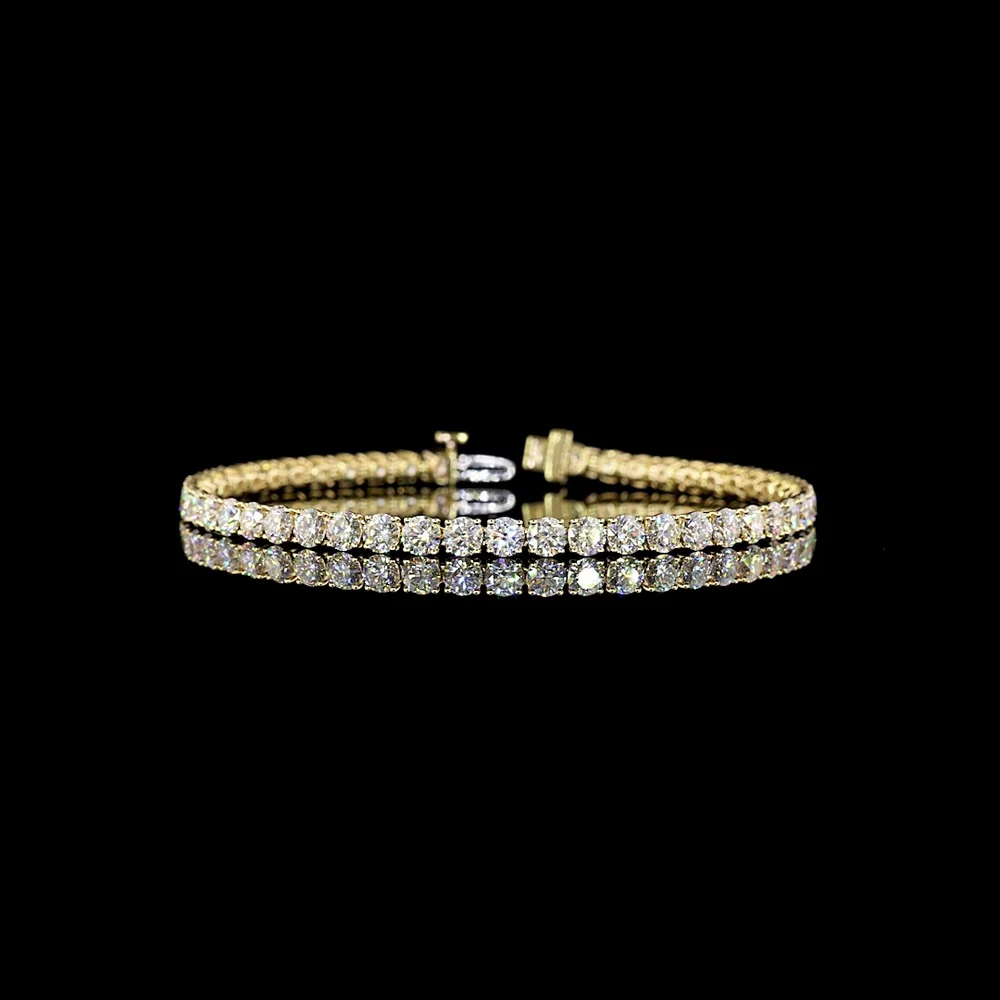14K Yellow Gold Tennis Bracelet with 48 Round Brilliant Cut Lab Diamonds - 8.32 Carat Total Weight, E-F Color, VS1 Clarity - Covaloro Fine Jewelry