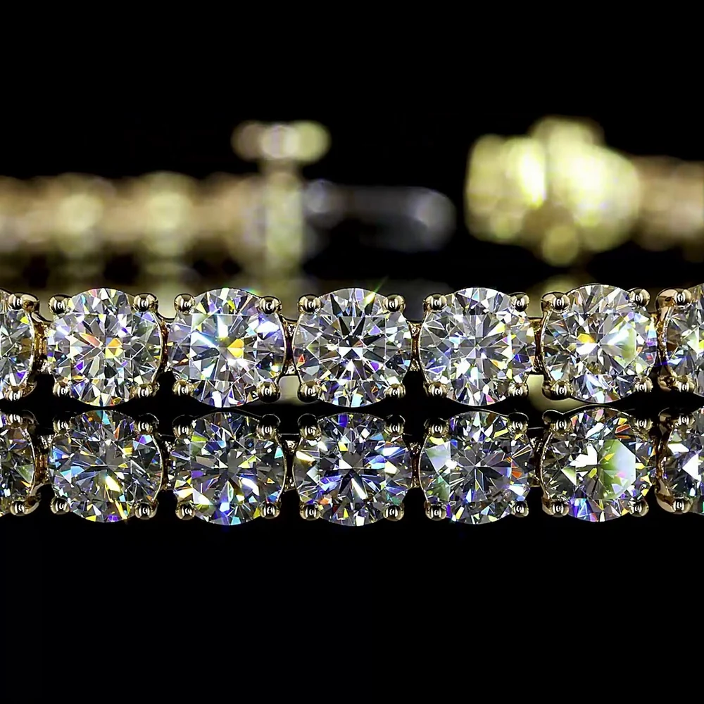 14K Yellow Gold Tennis Bracelet with 48 Round Brilliant Cut Lab Diamonds - 8.32 Carat Total Weight, E-F Color, VS1 Clarity - Covaloro Fine Jewelry - Image 2