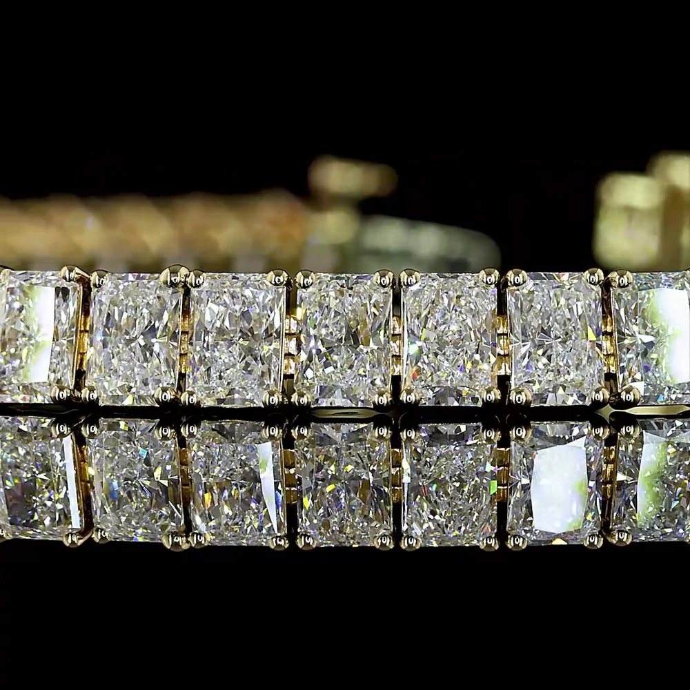 14K Yellow Gold Tennis Bracelet with 54 Radiant Cut Lab Diamonds - 11.93 Total Carat Weight, E-F Color, VS1 Clarity - Covaloro Fine Jewelry - Image 2