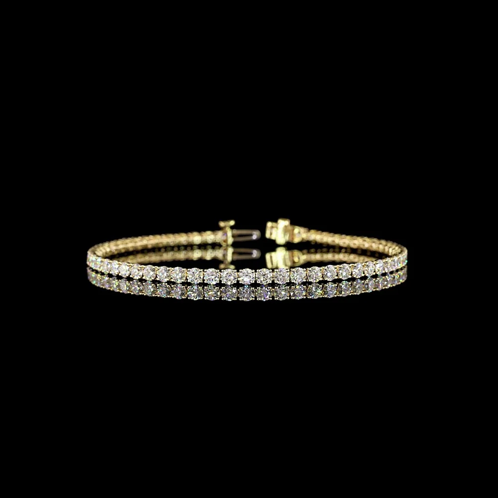 14K Yellow Gold Tennis Bracelet with 55 Brilliant Cut Lab Diamonds - 4.81 Carat Total Weight, E-F Color VS2 Clarity - Covaloro Fine Jewelry