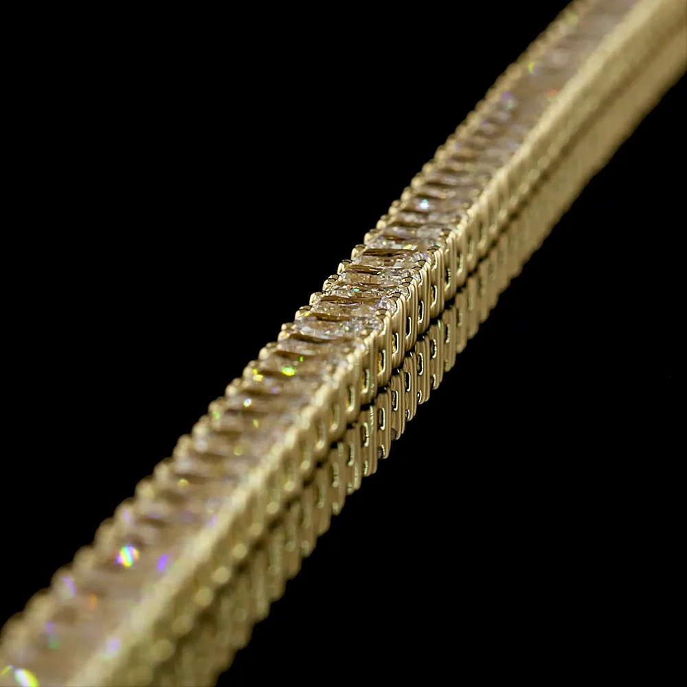 14K Yellow Gold Tennis Bracelet with 63 North-South Prong Set Radiant Cut Lab Diamonds - 7.84 Carat Total Weight, E-F Color VS1 Clarity - Covaloro Fine Jewelry - Image 3