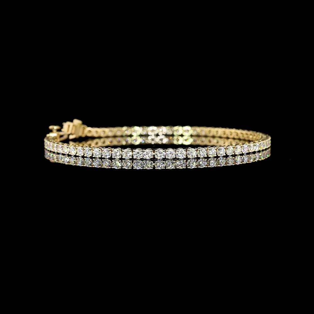 14K Yellow Gold Tennis Bracelet with 67 Round Brilliant Cut Lab Diamonds - 3.89 Carat Total Weight, E-F Color VS Clarity - Covaloro Fine Jewelry