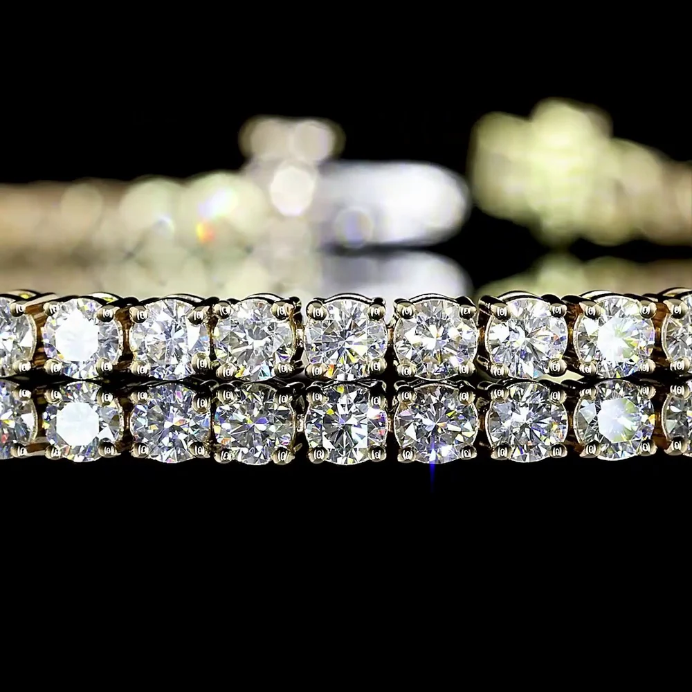 14K Yellow Gold Tennis Bracelet with 67 Round Brilliant Cut Lab Diamonds - 3.89 Carat Total Weight, E-F Color VS Clarity - Covaloro Fine Jewelry - Image 2