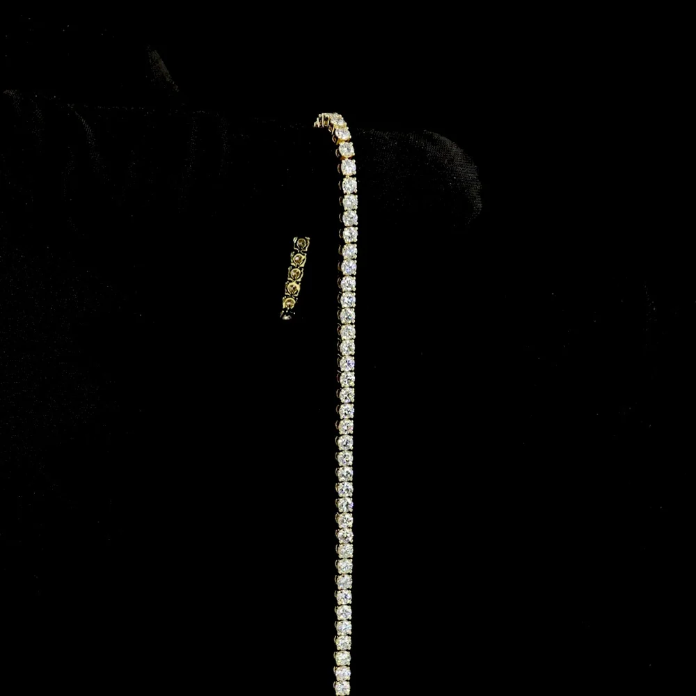 14K Yellow Gold Tennis Bracelet with 67 Round Brilliant Cut Lab Diamonds - 3.89 Carat Total Weight, E-F Color VS Clarity - Covaloro Fine Jewelry - Image 3