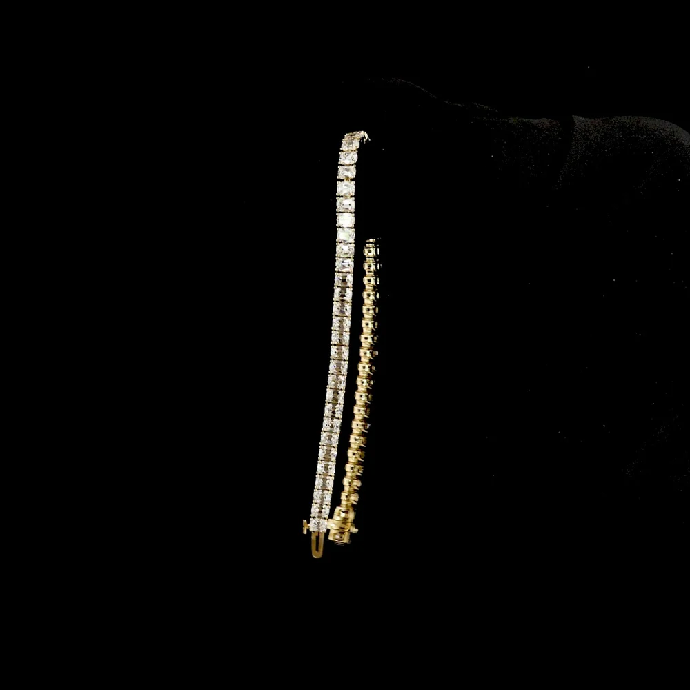 14K Yellow Gold Tennis Bracelet with 9.28 Carat Antique Cushion Cut Lab Diamonds - 58 Stones in Prong Settings - Covaloro Fine Jewelry - Image 3
