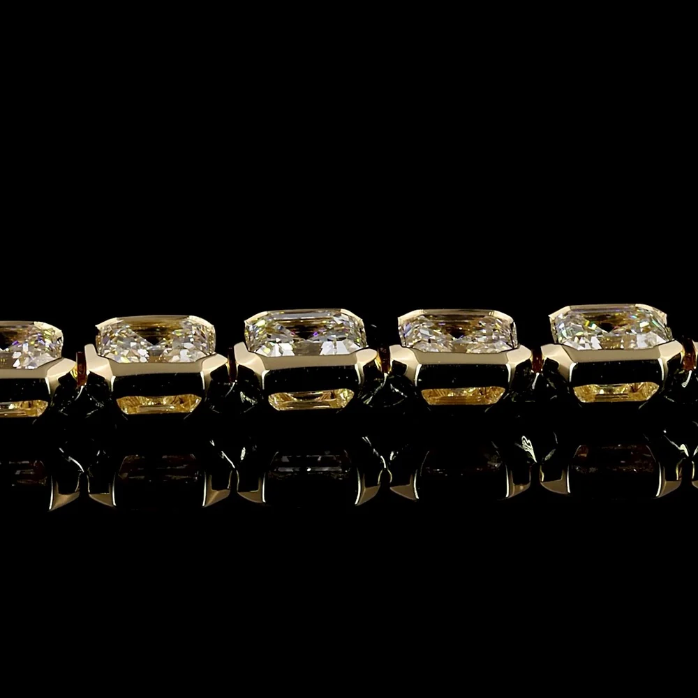 14K Yellow Gold Tennis Bracelet with Bezel Set Asscher Cut Lab Diamonds - 16.44 Carats Total Diamond Weight - Covaloro Fine Jewelry - Image 3