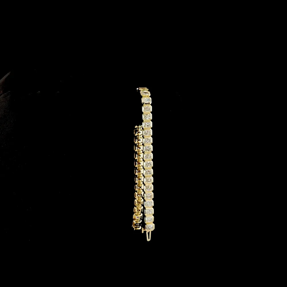 14K Yellow Gold Tennis Bracelet with Bezel Set Radiant Cut Lab Diamonds - 10.20 Carat Total Weight - Covaloro Fine Jewelry - Image 3