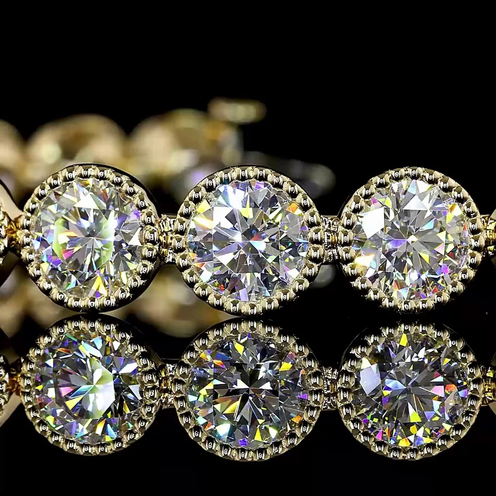 14K Yellow Gold Tennis Bracelet with Bezel-Set Round Brilliant Lab Diamonds - 19.37 Carat Total Weight - Covaloro Fine Jewelry - Image 2