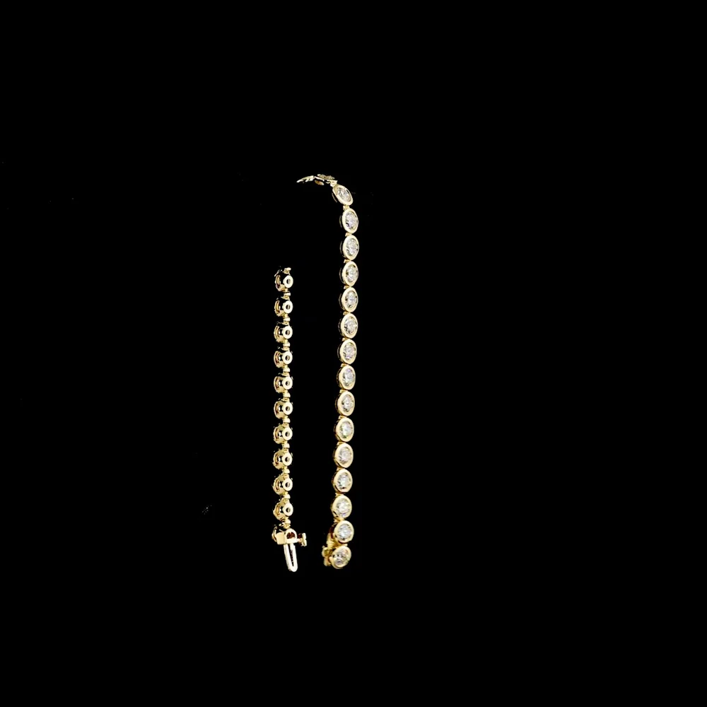 14K Yellow Gold Tennis Bracelet with Bezel Set Round Lab Diamonds - 9.82 Carat Total Weight, E-F Color, VS Clarity - Covaloro Fine Jewelry - Image 3