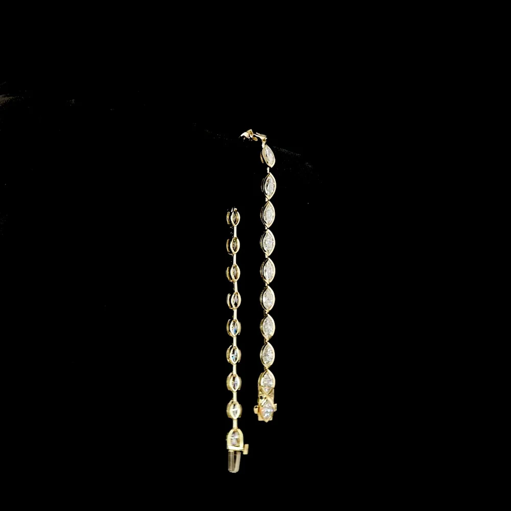 14K Yellow Gold Tennis Bracelet with East-West Bezel Set Marquise Cut Lab Diamonds - 4.96 Carat Total Weight, D VVS2 Clarity - Covaloro Fine Jewelry - Image 3