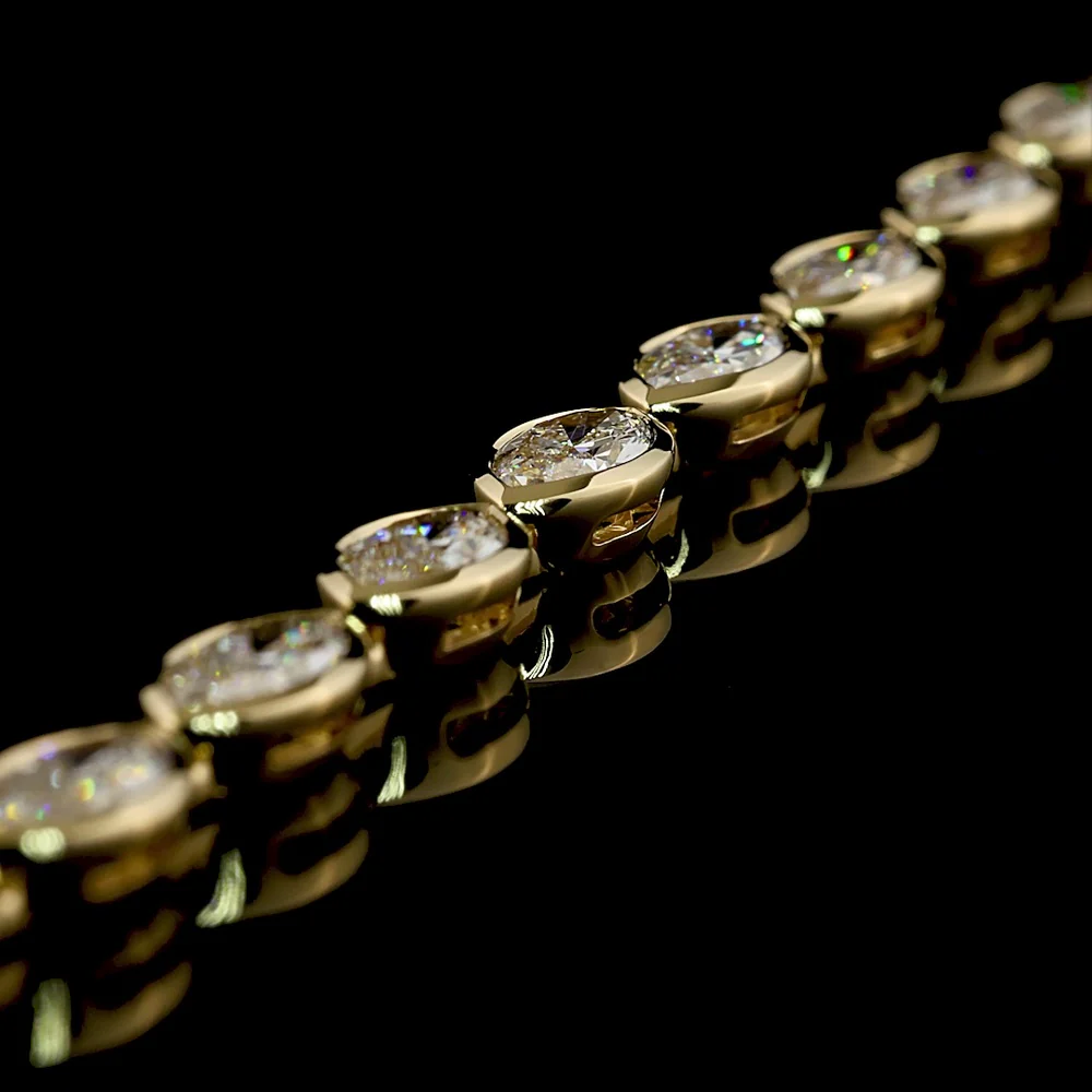 14K Yellow Gold Tennis Bracelet with East-West Bezel Set Marquise Lab Diamonds - 7.22 Carats Total Diamond Weight - Covaloro Fine Jewelry - Image 3