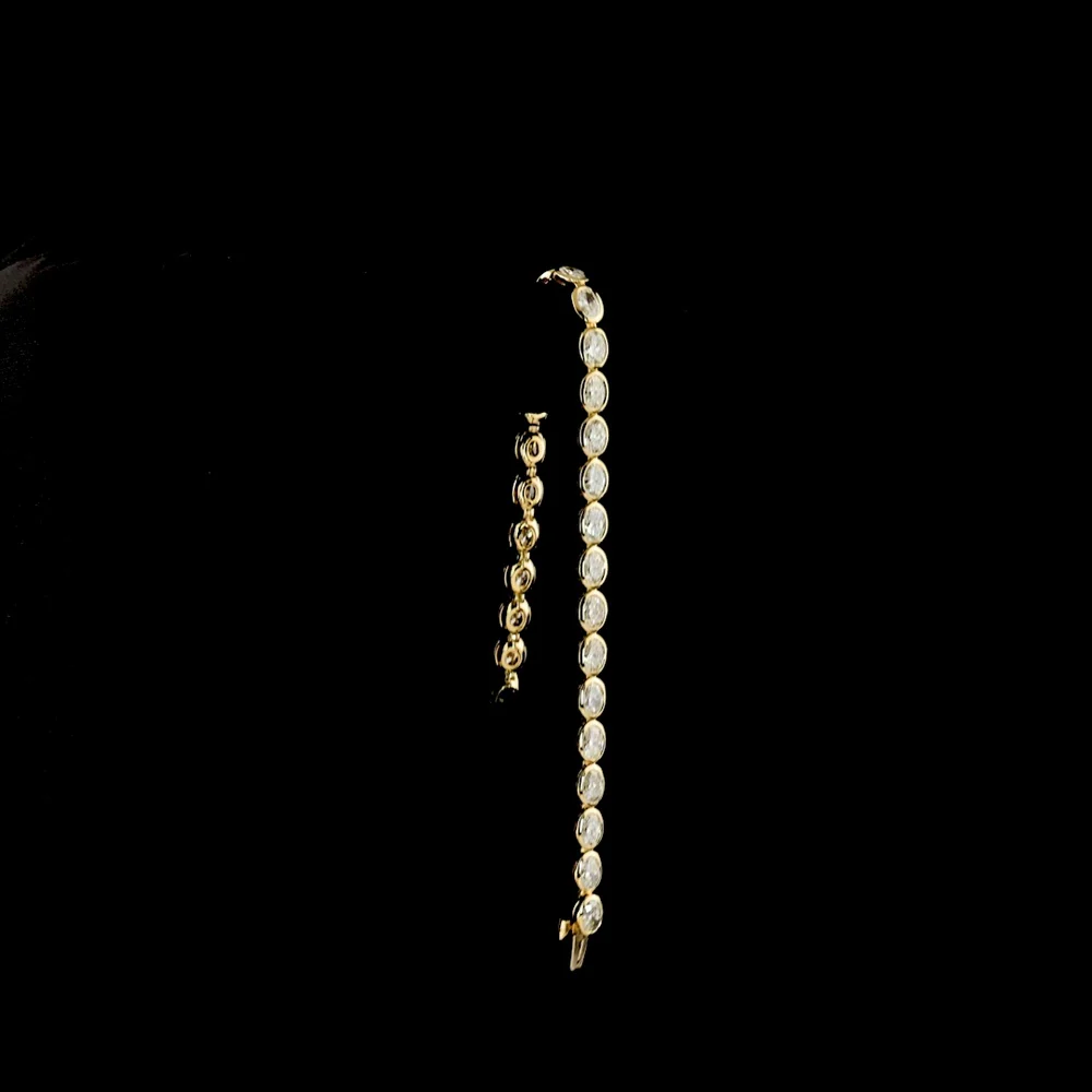 14K Yellow Gold Tennis Bracelet with East-West Bezel Set Oval Lab Diamonds - 7.60 Carat Total Diamond Weight - Covaloro Fine Jewelry - Image 3
