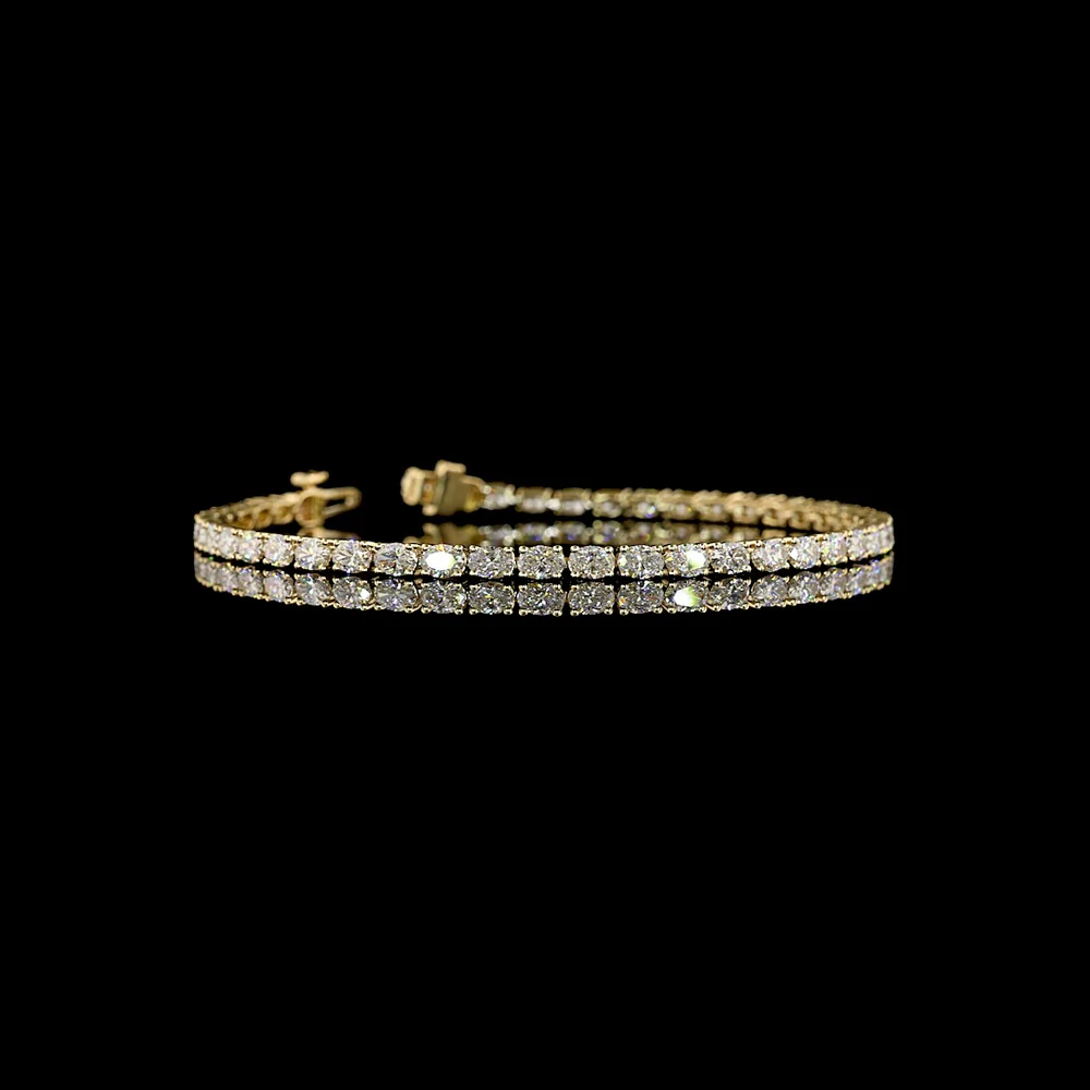 14K Yellow Gold Tennis Bracelet with East-West Set Oval Lab Diamonds - 4.95 Carat Total Weight, E-F VS1 Clarity - Covaloro Fine Jewelry