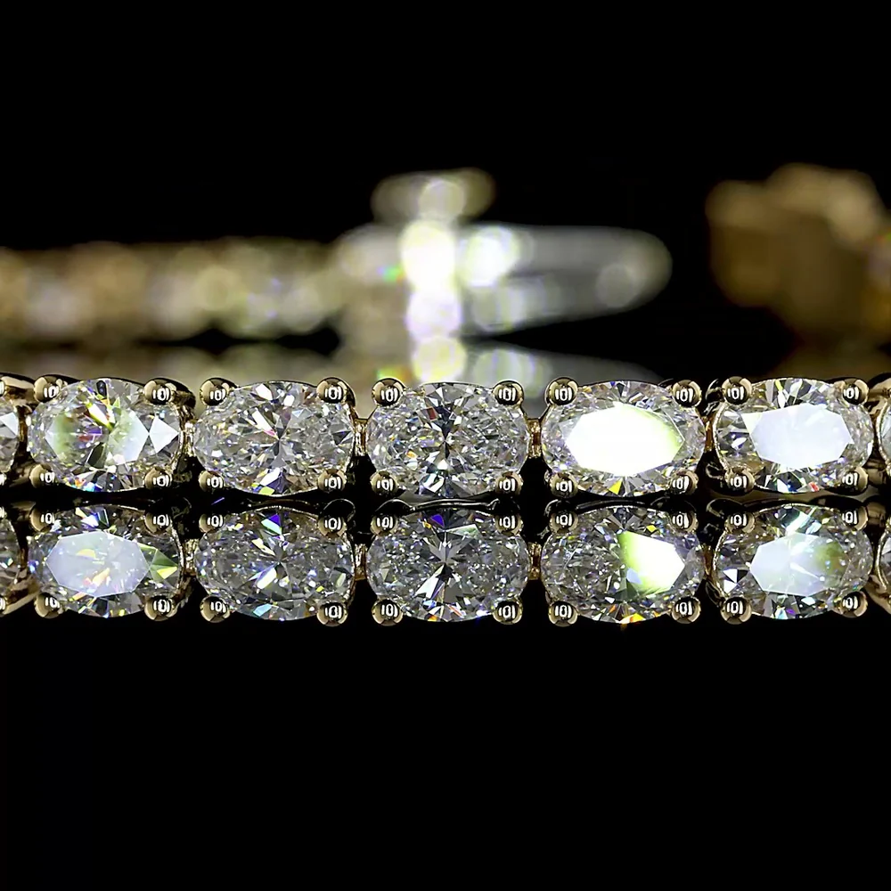 14K Yellow Gold Tennis Bracelet with East-West Set Oval Lab Diamonds - 4.95 Carat Total Weight, E-F VS1 Clarity - Covaloro Fine Jewelry - Image 2